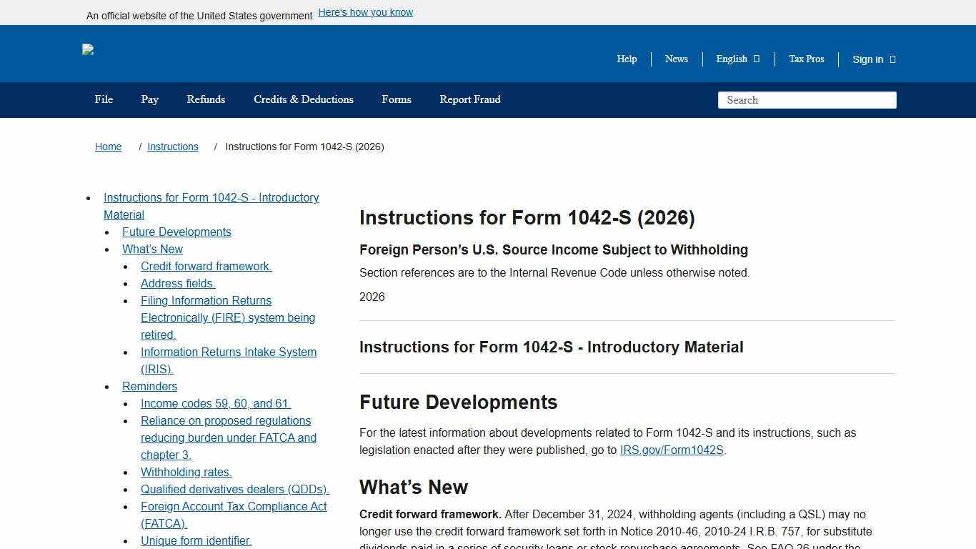 Instructions for Form 1042-S (2026) Internal Revenue Service